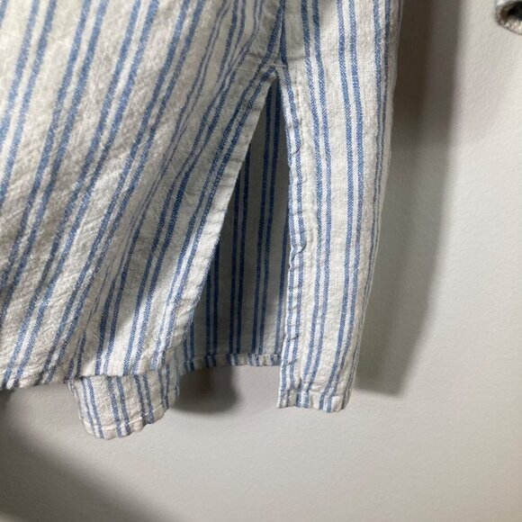 Womens J Jason Wu Linen‎ Blend Button Striped Shirt 1/2 Sleeve White Blue S - Picture 5 of 7